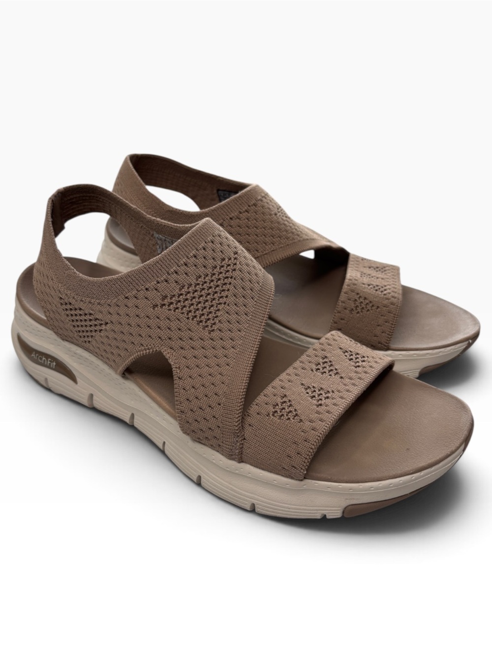 Skechers Arch Fit 2.0 Flawless Sandal Womens Size 9 Slingback Stretch Fit Brown